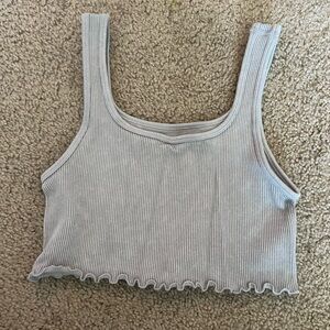 Aeropostale Gray Ribbed Sleeveless Crop Tank